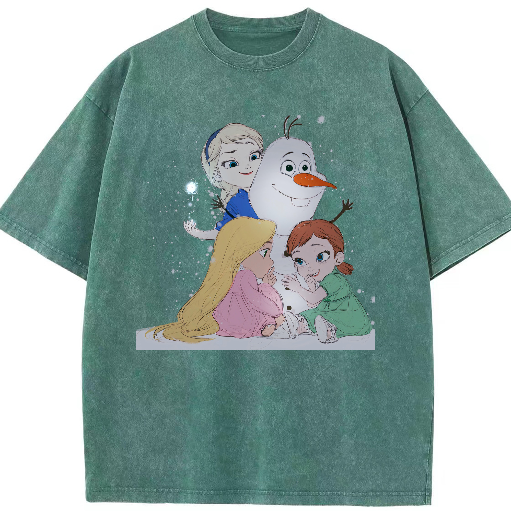 （画像用） アナと雪の女王 アンナ エルサ Frozen Anna Elsa 綿100% ヴィンテージ風 半袖Tシャツ（フロントプリント）